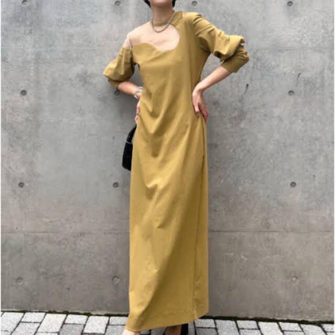 AMERI lake curve tricot rib dress Sサイズ