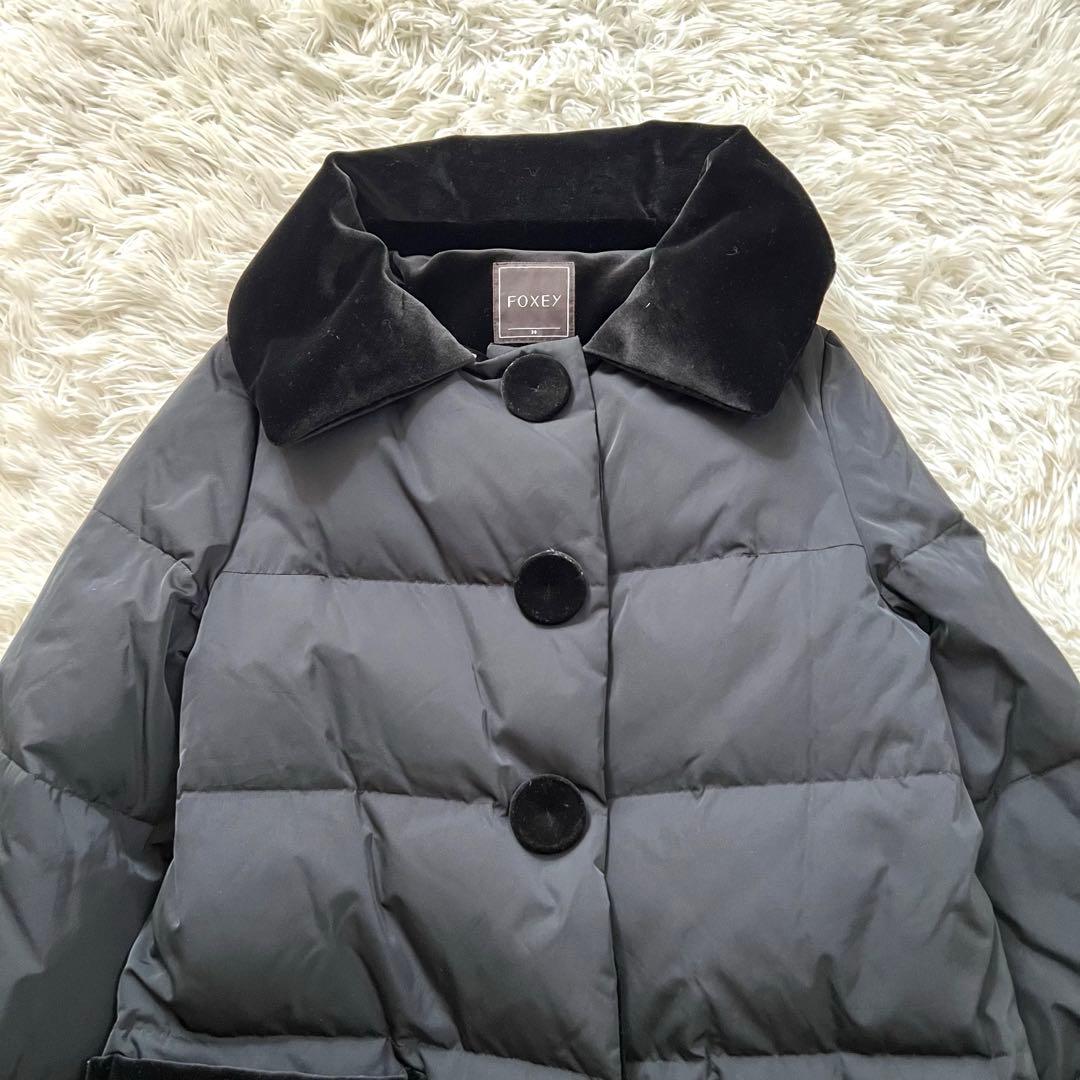♡aiko♡ 様FOXEY ダウンコート ベロア ボタン ブラック M FOXEY ダウンコート ベロア ボタン ブラック M - メルカリ