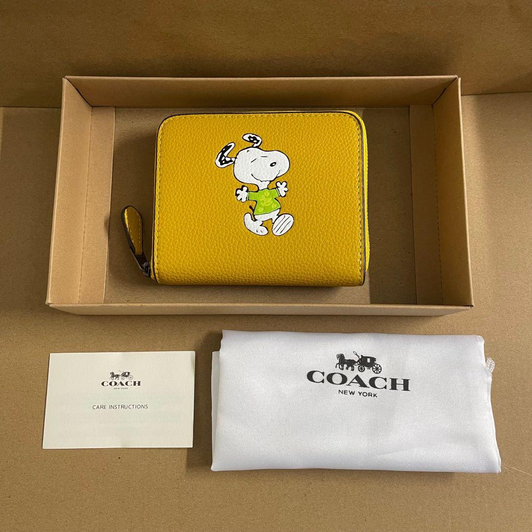 COACH スヌーピー 二つ折り財布 イエロー