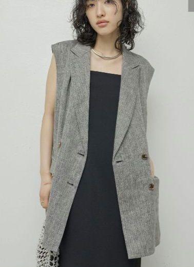 ☆新品タグ付き GALLARDAGALAN リネンダブルベスト グレー