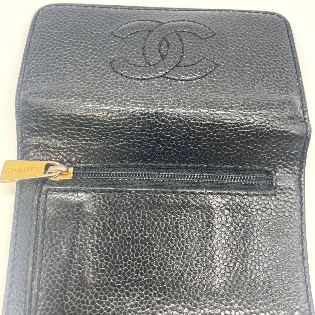 CHANEL マトラッセ折り財布 ブラック
