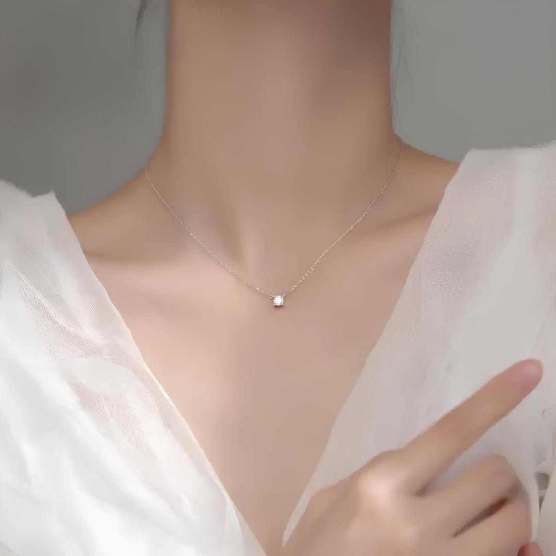 n065【大人気✧】1粒ダイヤネックレス シルバー925 シンプル