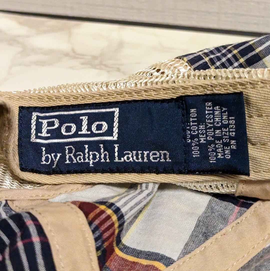POLO サイドメッシュ ロングビル キャップ マドラスチェック