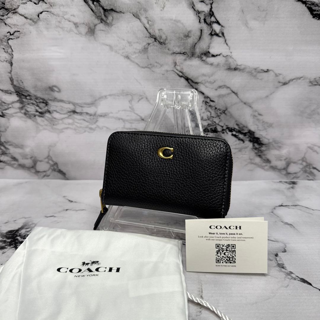 コーチ カードケース オールレザー シボ革 金ロゴ 人気色COACH