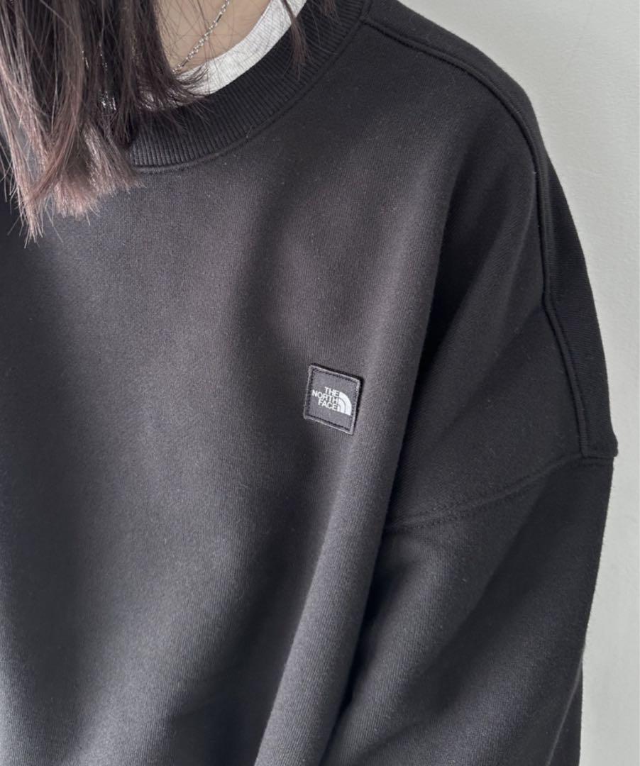 韓国ノースフェイスBOXLOGOSWEATSHIRTSワッペン刺繍スウェット黒M
