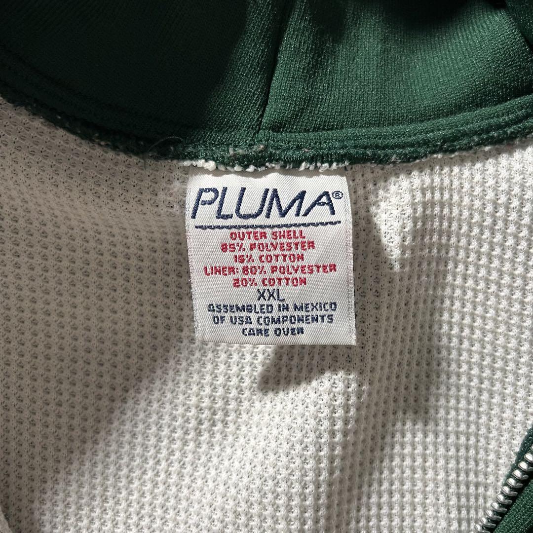 【裏サーマル、メキシコ製ジップパーカー】PLUMA90年代古着アメカジ横ノリ緑.