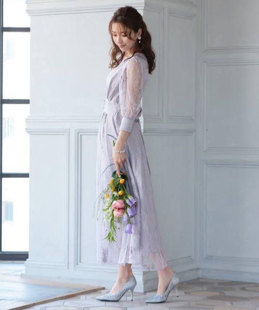 kana 結婚式　ラベンダー　総レース シアースリーブ ロング ドレス kana 結婚式ラベンダー総レース シアースリーブ ロング ドレス
