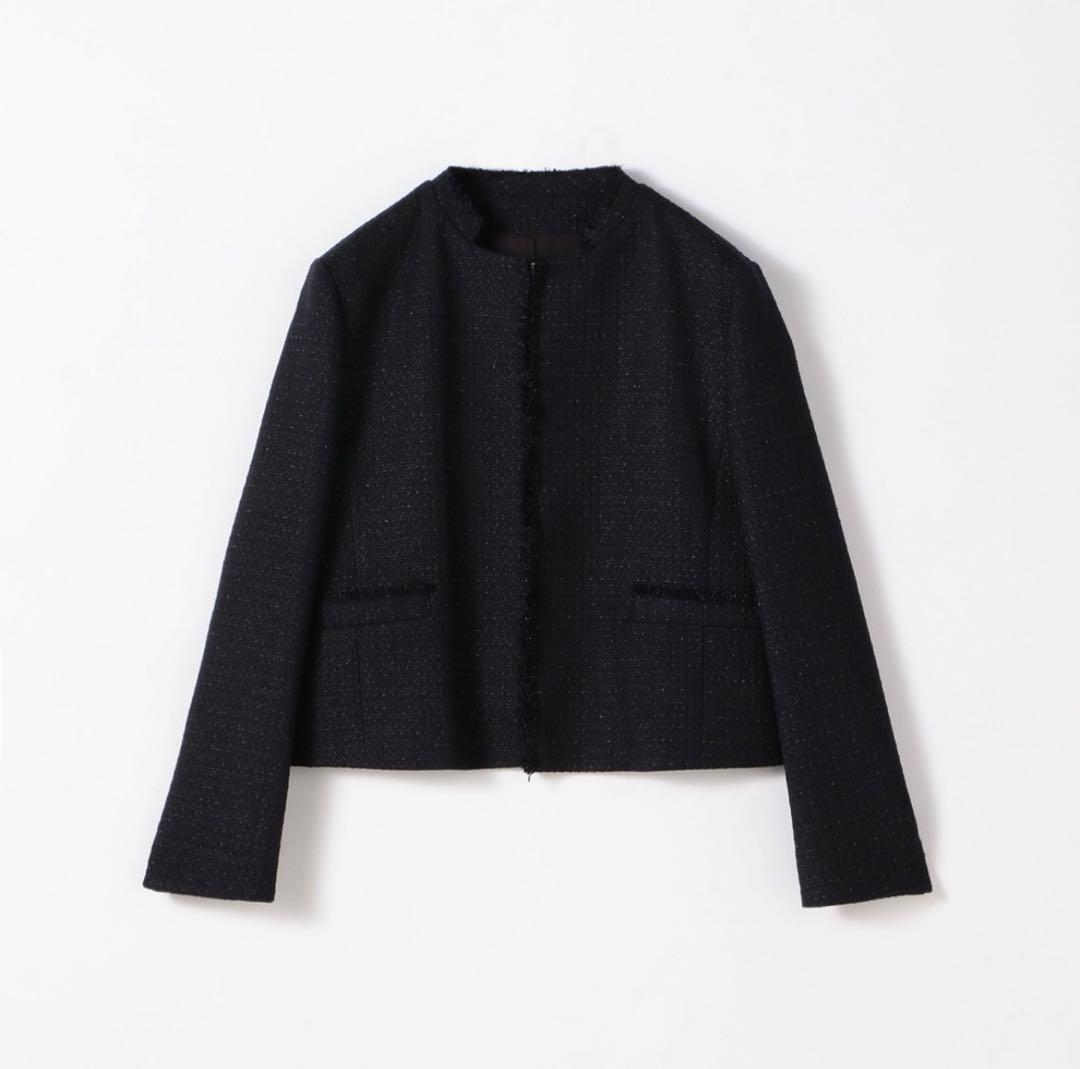 極美品✨ トゥモローランド ツイード ノーカラージャケット ラメ フリンジ S