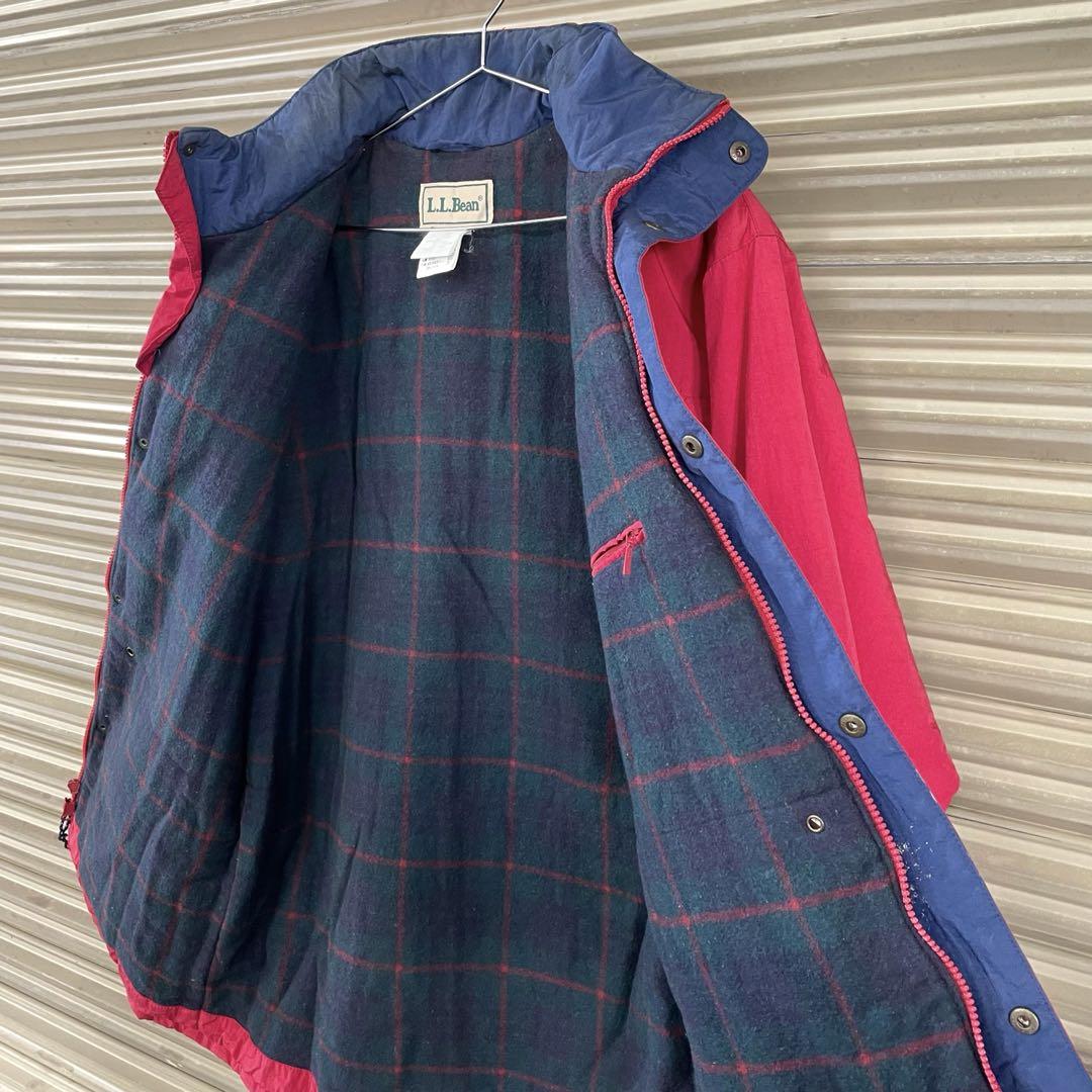 80-90s エルエルビーン 中綿 ナイロンマウンテンパーカー 裏地チェック柄