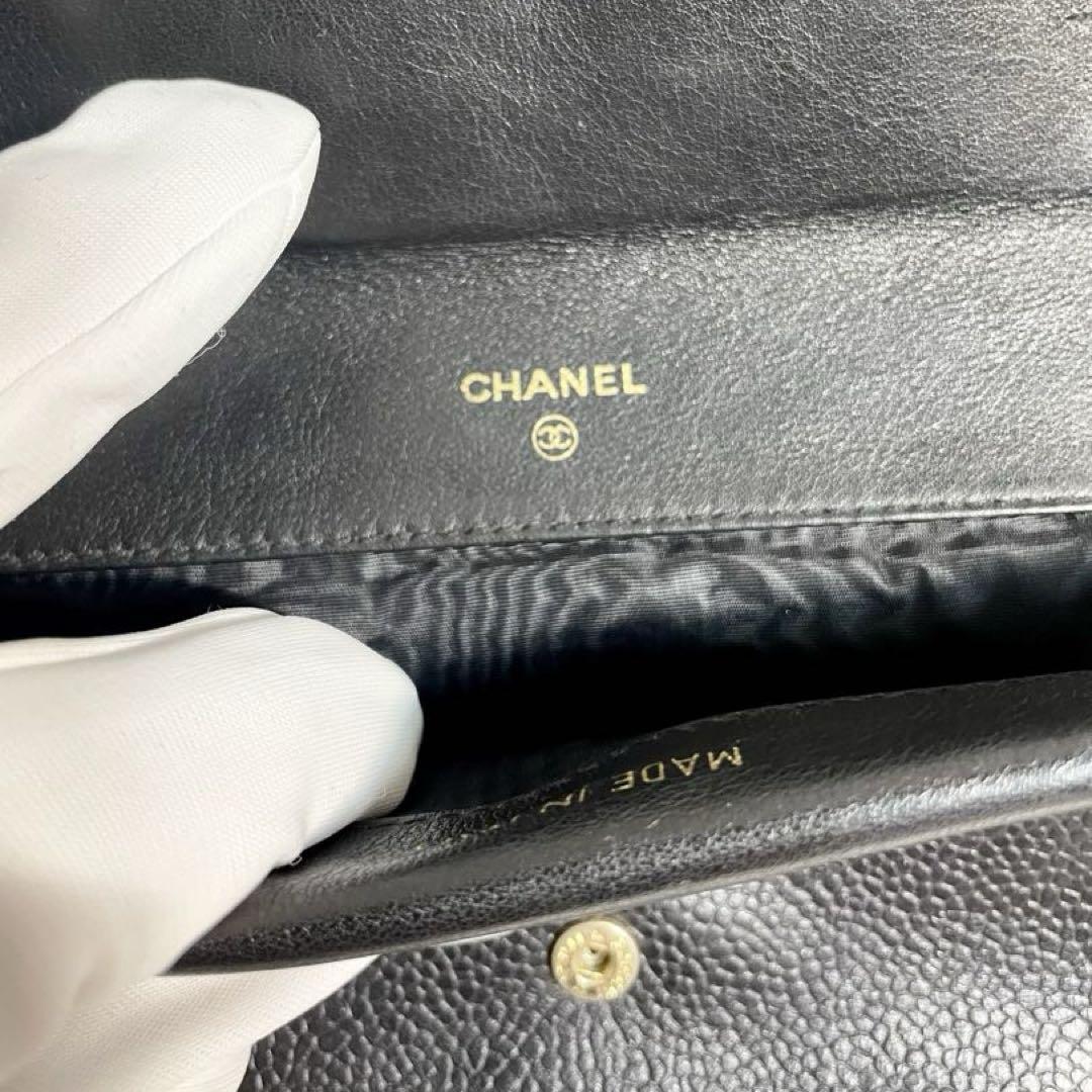 シャネルCHANEL キャビアスキン ココマーク 長財布