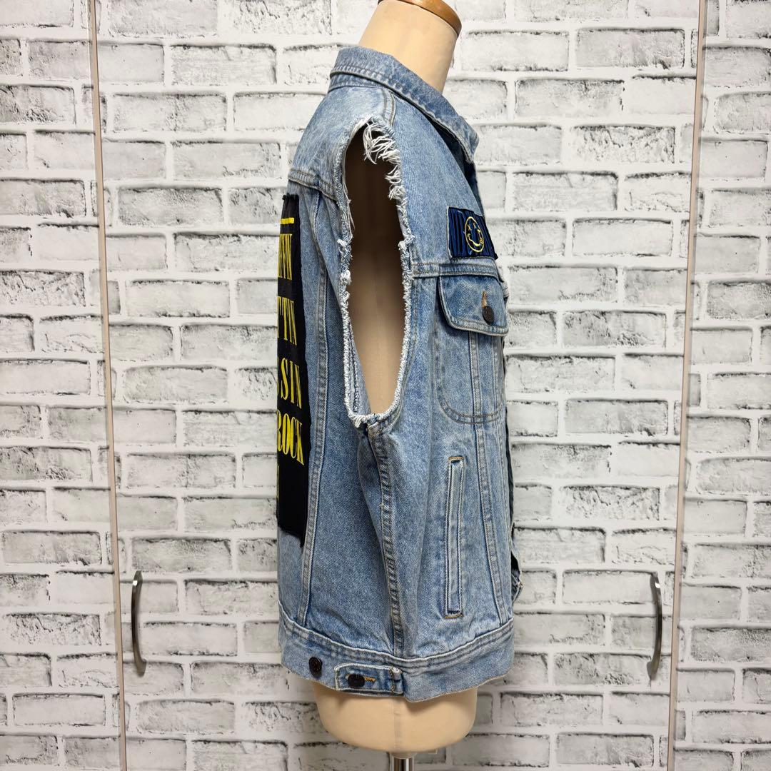 Lee リー デニムベスト バックデザイン BIGロゴ ワッペン Mサイズ