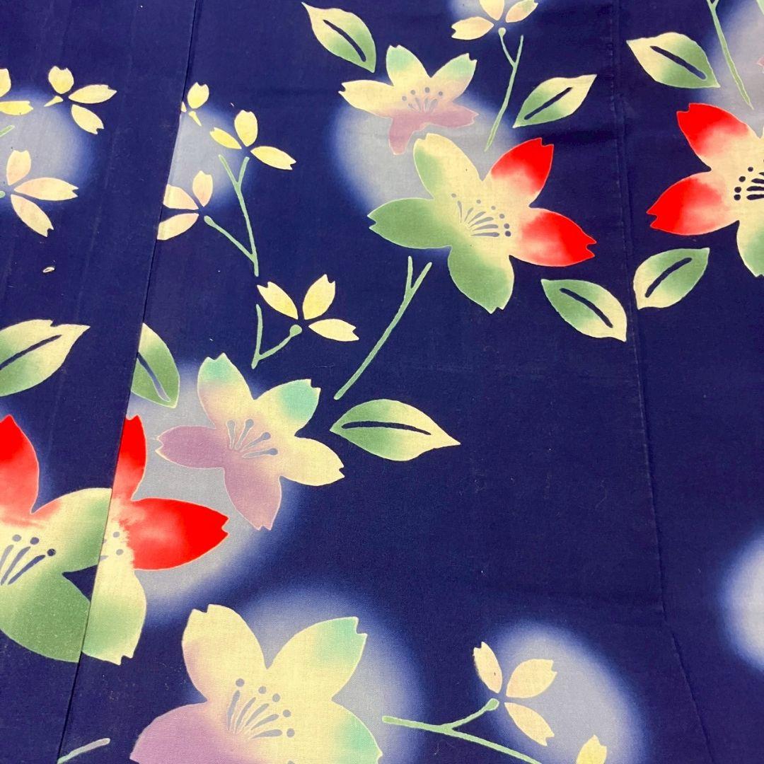 4792］浴衣 美品 草花文様 ぼかし 綿 着物 レディース ゆかた