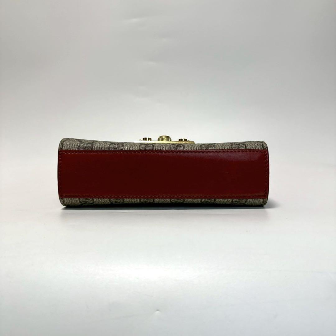 q74【極美品】グッチ GGスプリーム レザー パドロック チェーン