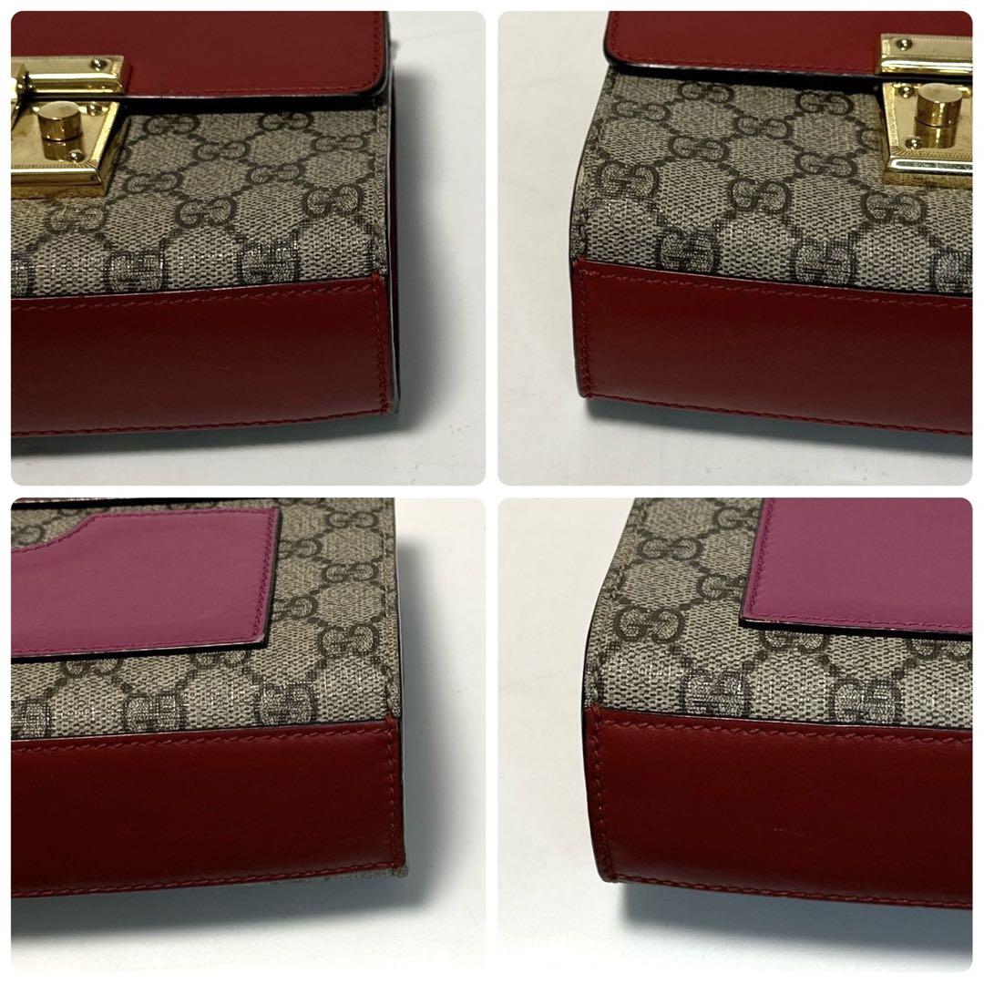 q74【極美品】グッチ　GGスプリーム レザー　パドロック　チェーン　ショルダー GUCCI - q74【極美品】グッチ GGスプリーム レザー パドロック