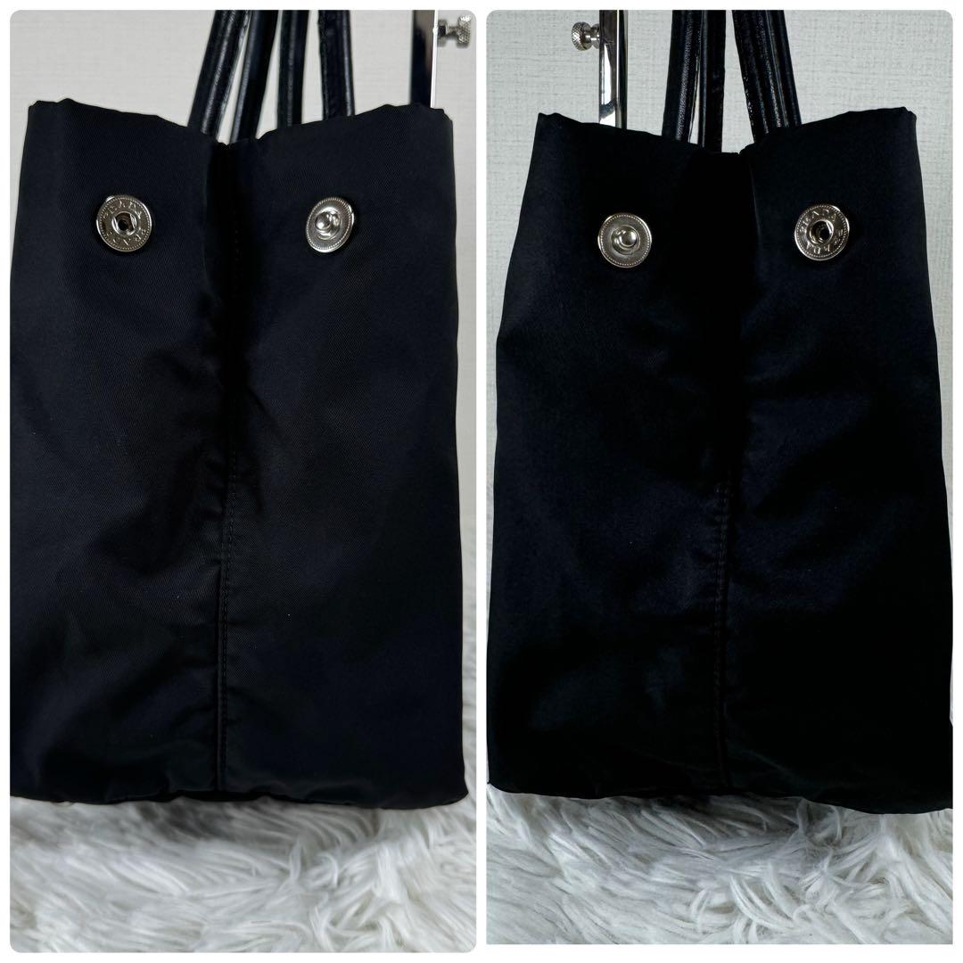美品✨ PRADA プラダ トートバッグ リボン ナイロン レザー ブラック 画像10