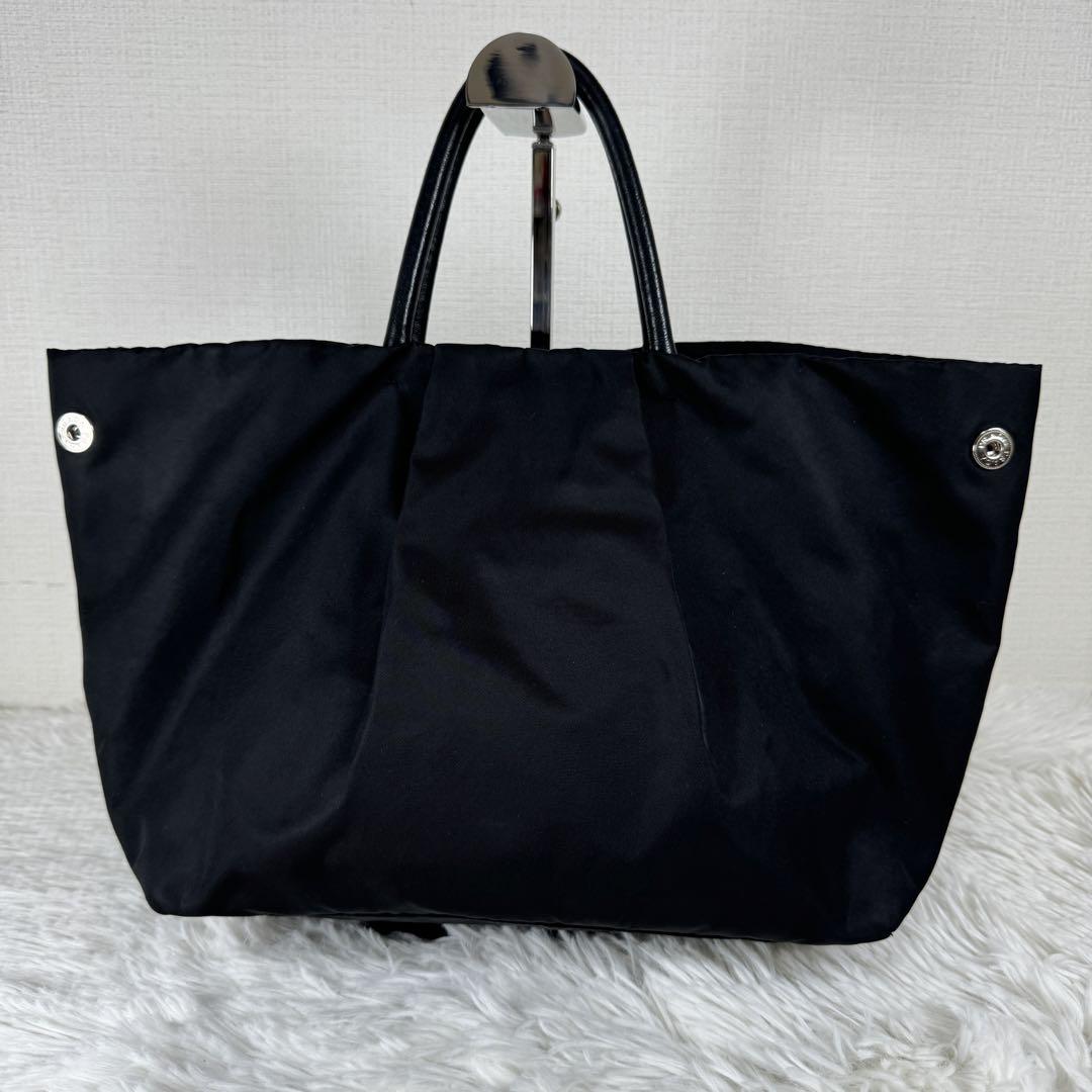 美品✨ PRADA プラダ トートバッグ リボン ナイロン レザー ブラック 画像3