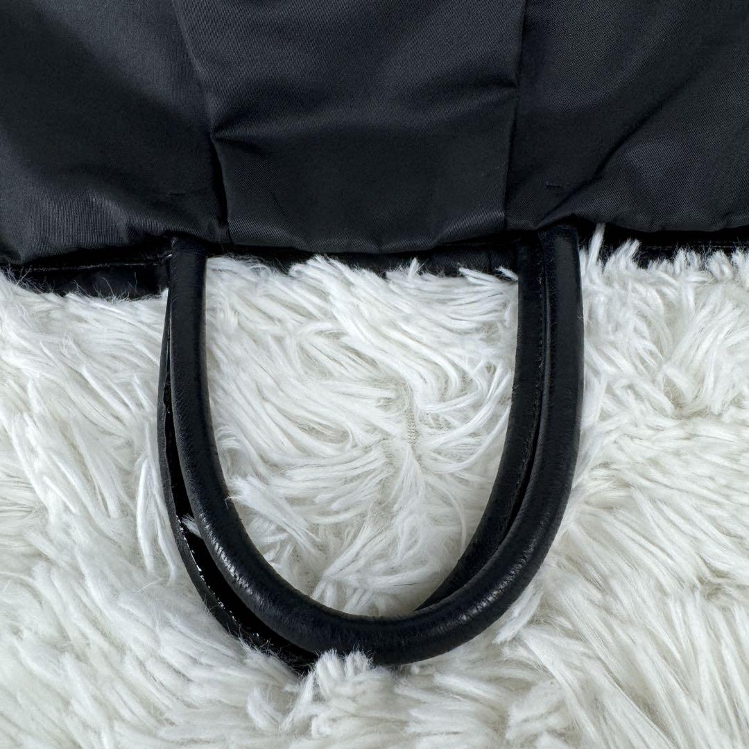 美品✨ PRADA プラダ トートバッグ リボン ナイロン レザー ブラック 画像8