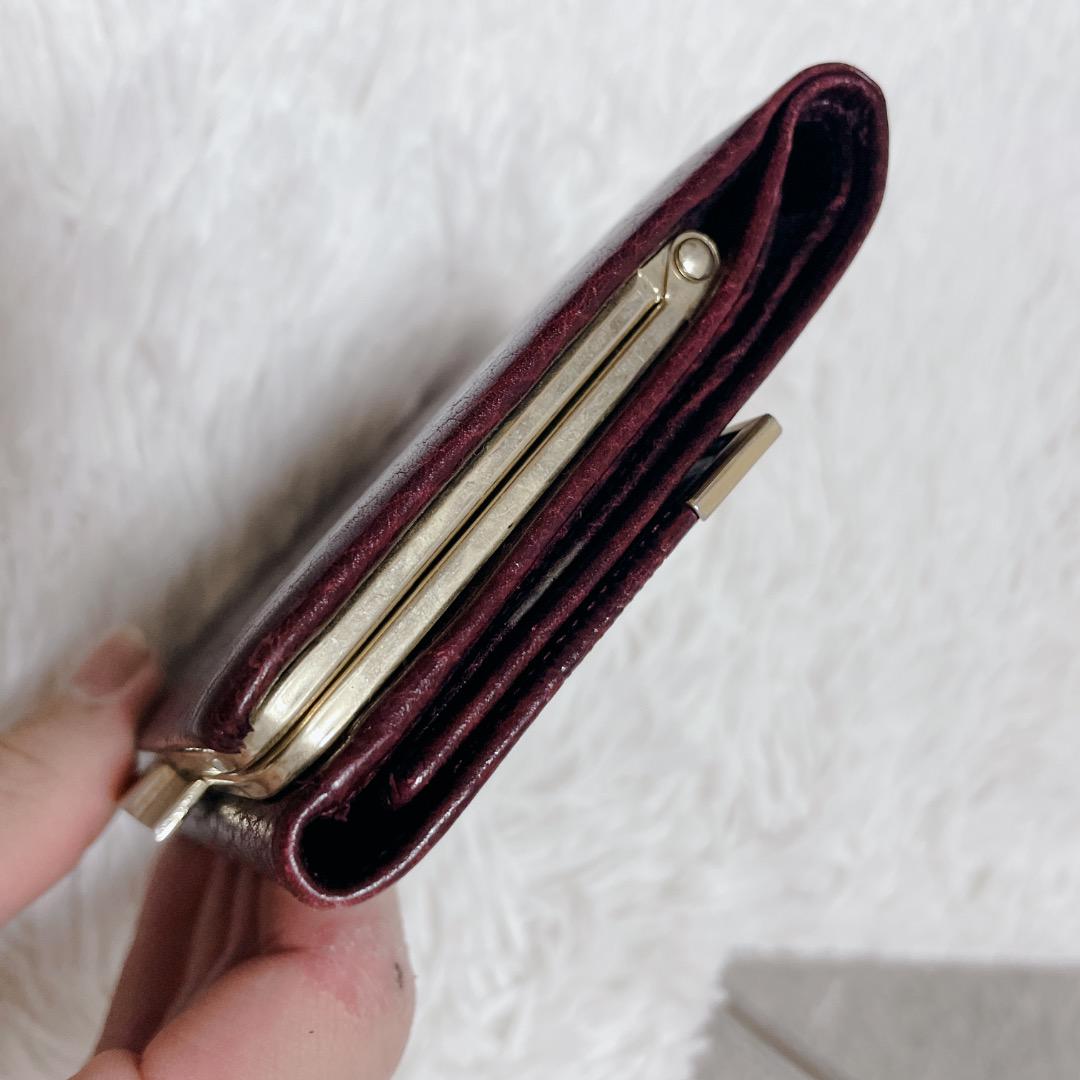 ジバンシー ヴィンテージ ボルドー 三つ折り がま口財布 本革