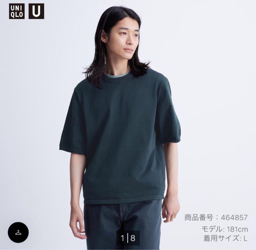 まとめ　UNIQLO U ユニクロU ニットポロ、ニットTシャツセット 新品同様 UNIQLO U ニットTシャツ 半袖 メンズXL ブラック 黒
