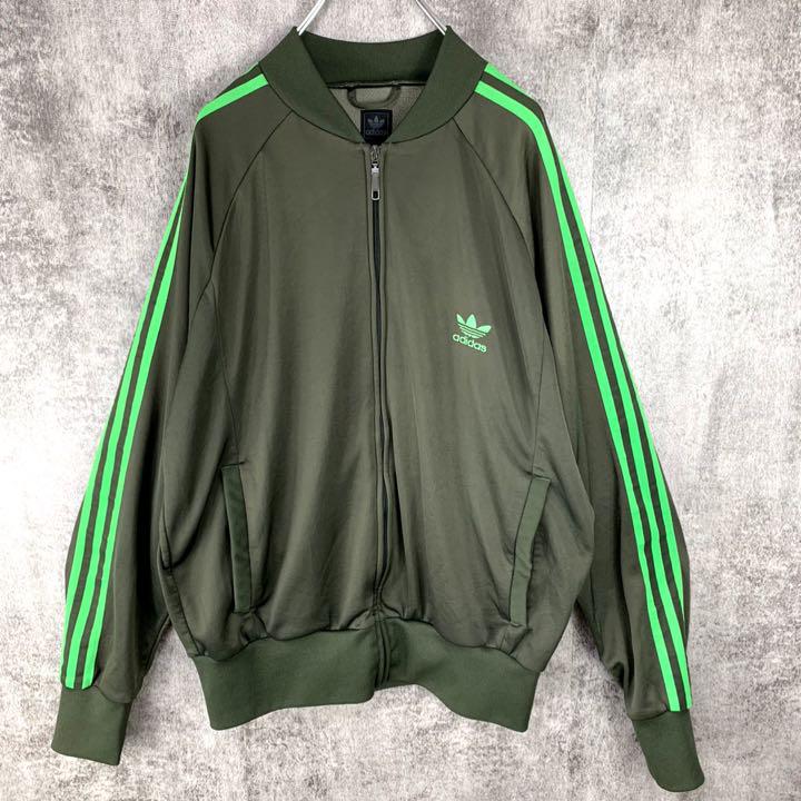 グリーン アディダス 希少 ノーカラー トップス Adidas ジャージ 古着 希少 Adidas ジャージ