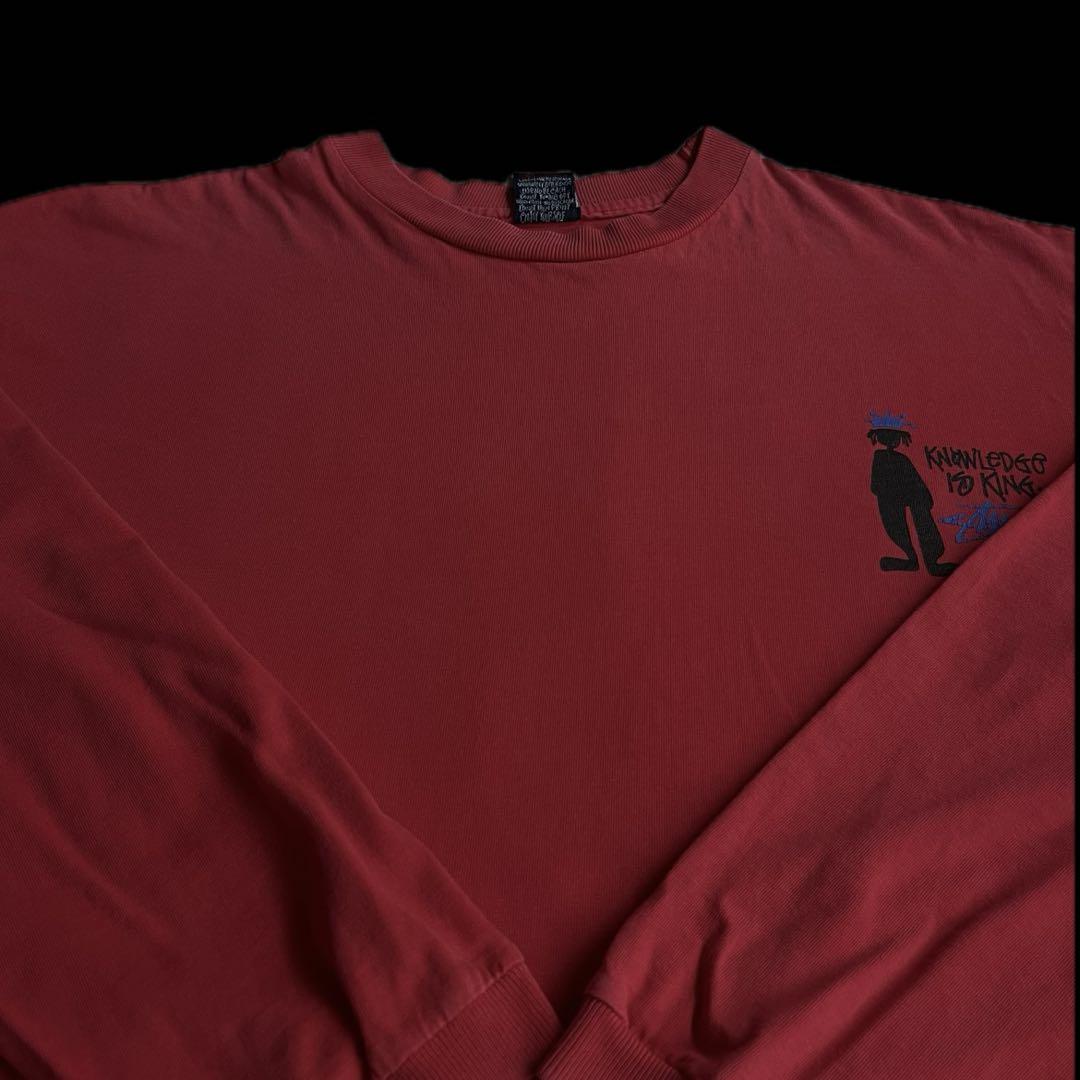 “名作シャドーマン” old stussy 紺タグ プリント ロンT M