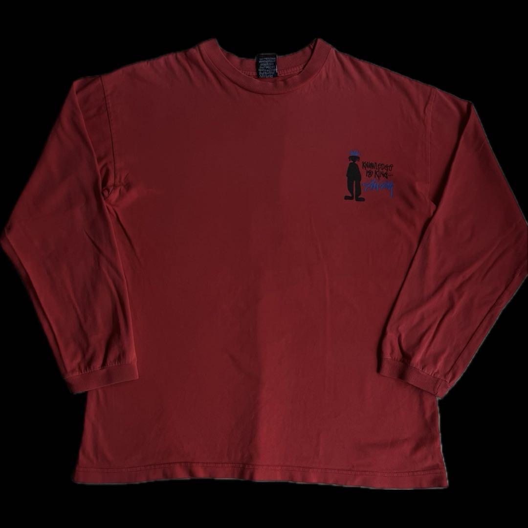 “名作シャドーマン” old stussy 紺タグ プリント ロンT M