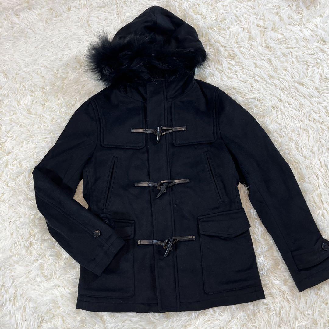 Roen ロエン カシミヤ混 ラクーンファー ダッフルコート 黒 M