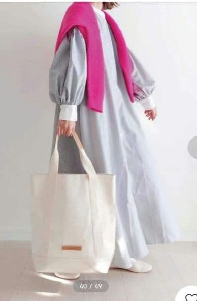 ショッピング半額 - ボリュームスリーブストライプシャツワンピース