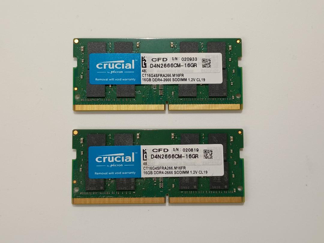 Crucial 16GB DDR4 2666MHz メモリ 2枚組（計32GB)