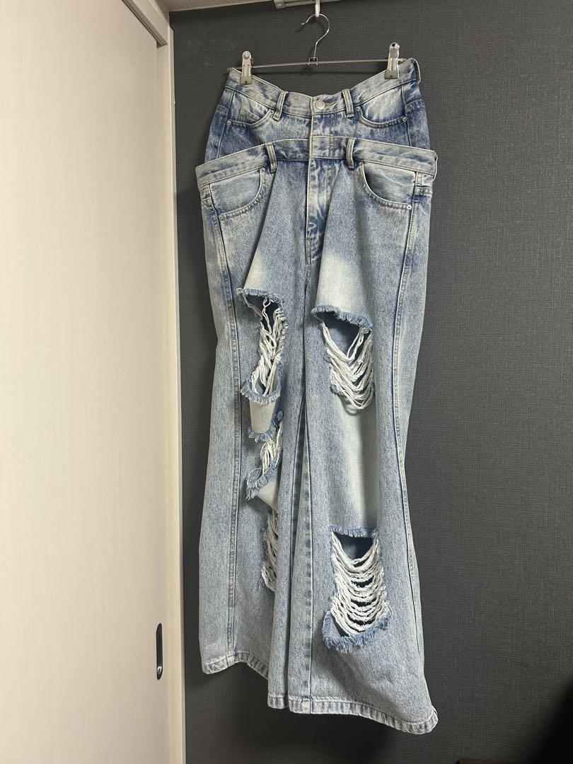 THETOÉ Lexington double belt denim pants