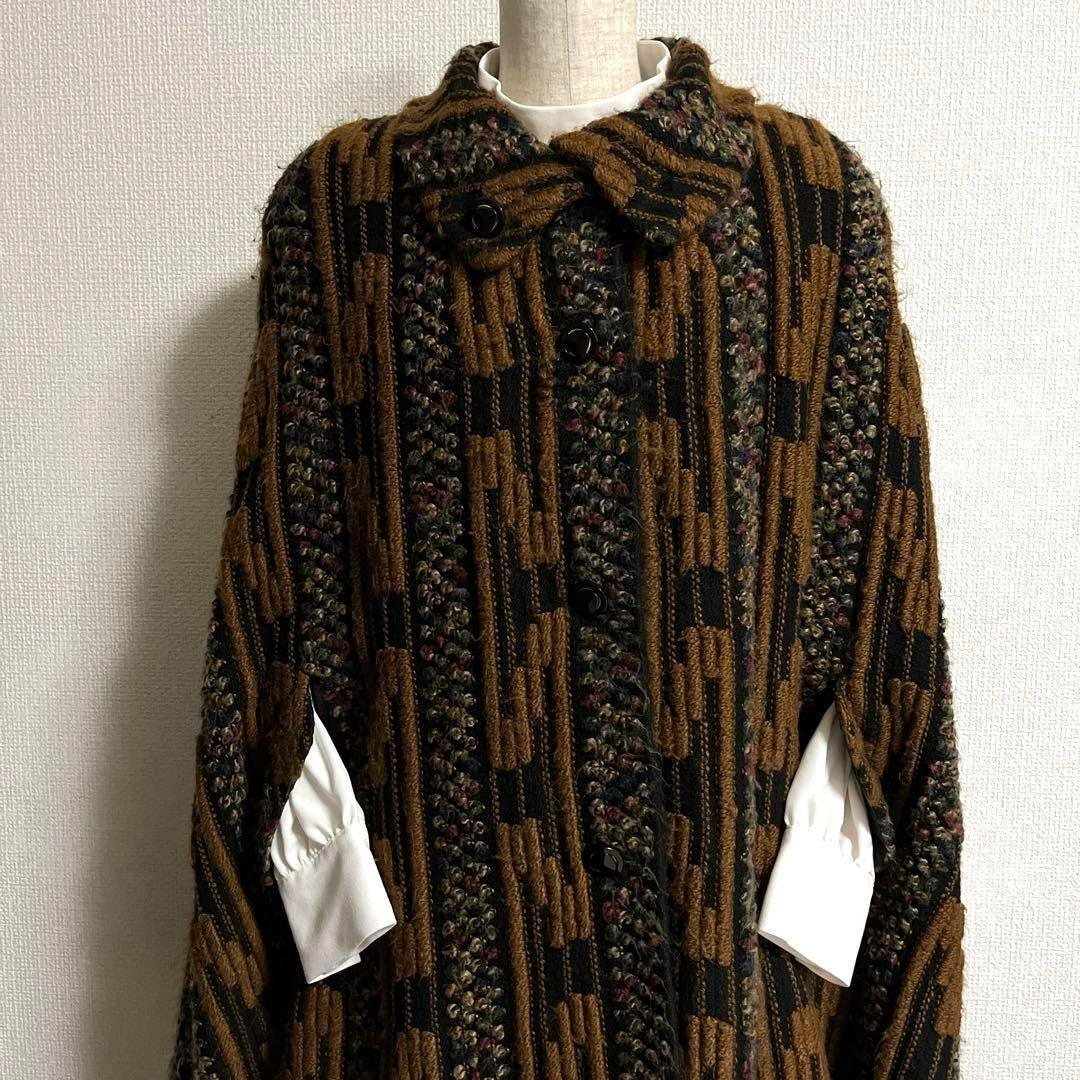 ヴィンテージ レトロ ポンチョ アースカラー メランジ 個性的 一点物