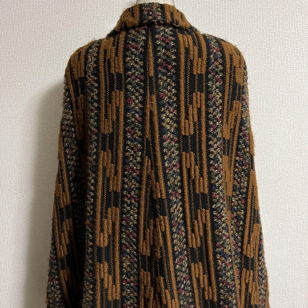 ヴィンテージ レトロ ポンチョ アースカラー メランジ 個性的 一点物