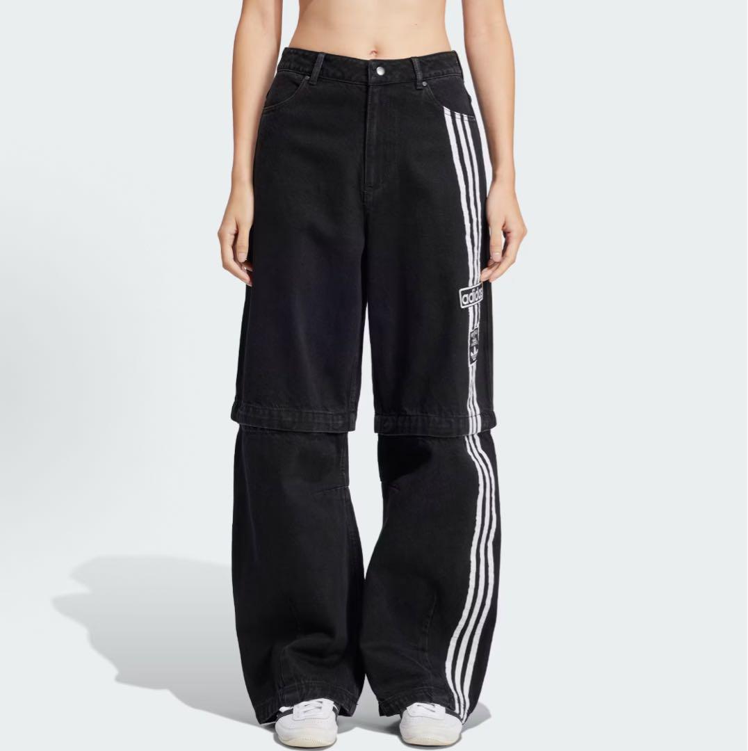 新品31 adidas 2-IN-1 デニムパンツ ブラック JD0082