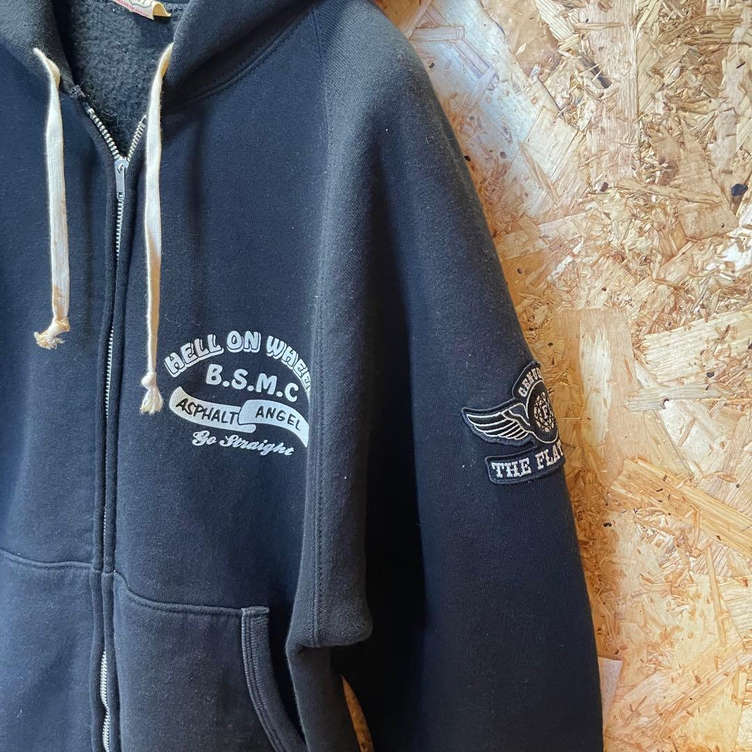 フラットヘッド　ブラックミント　ジップパーカー　黒　40 L 厚手　ヘビーオンス