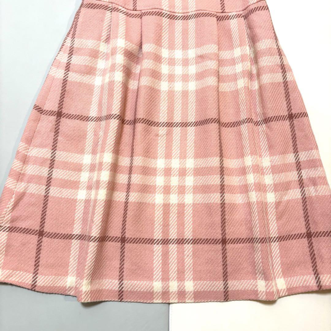 完璧わいふによる 美品】バーバリーロンドン ウール ピンクノバチェック ワンピース ワンピース