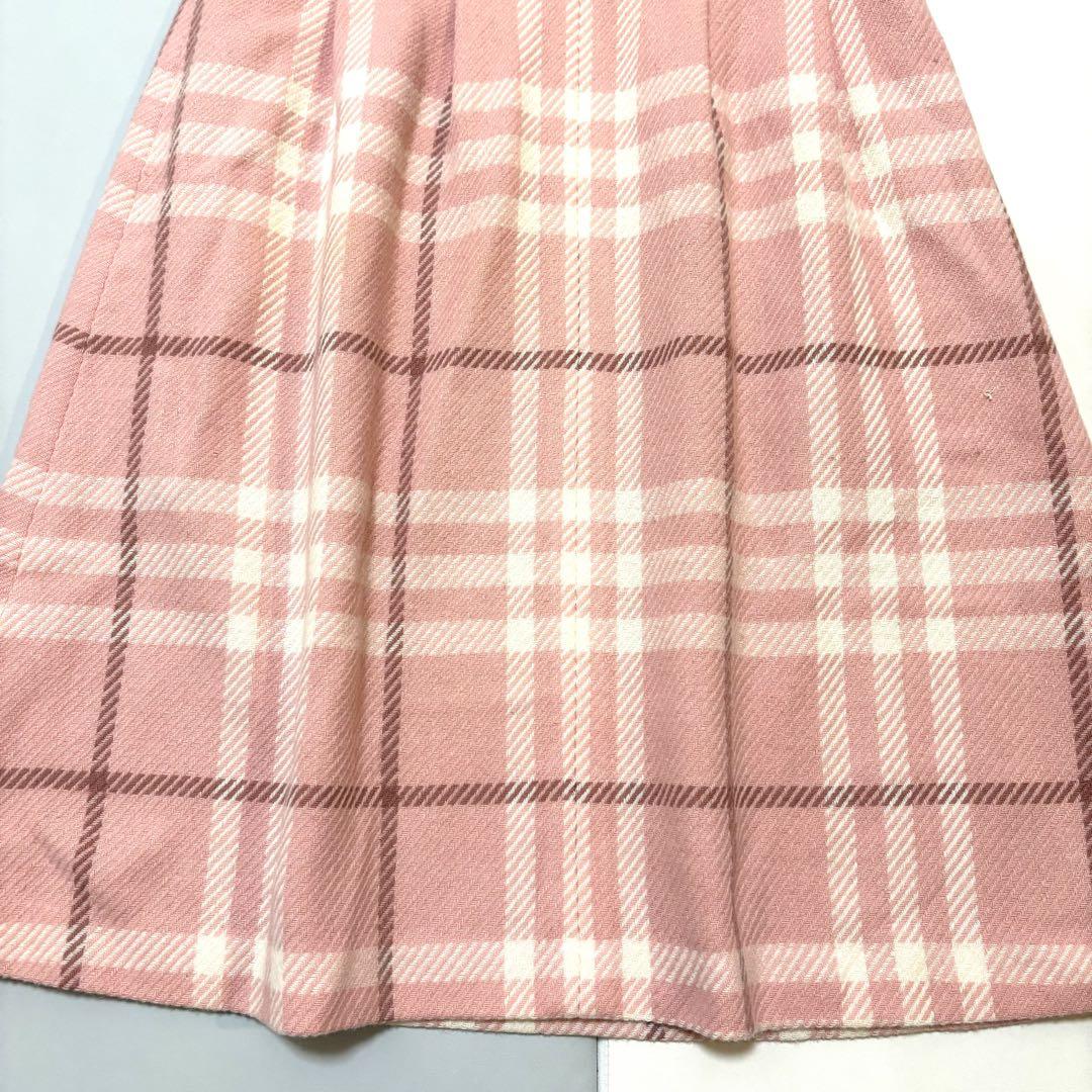 【美品】バーバリーロンドン ワンピース ピンクノバチェック　ウール