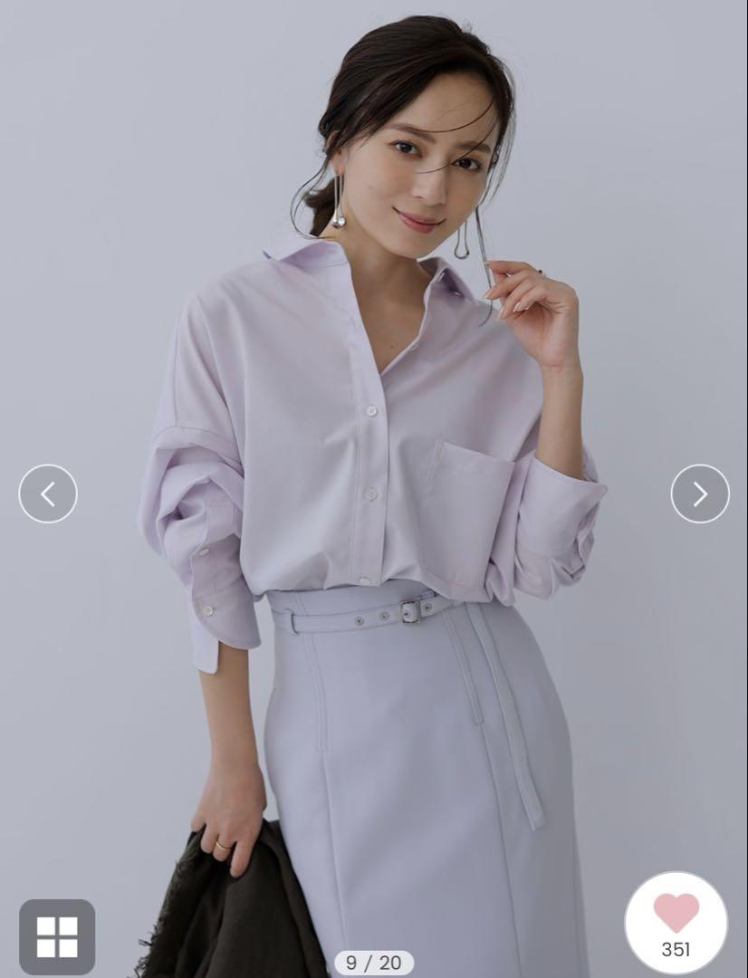ライトグレー タイトロングスカート