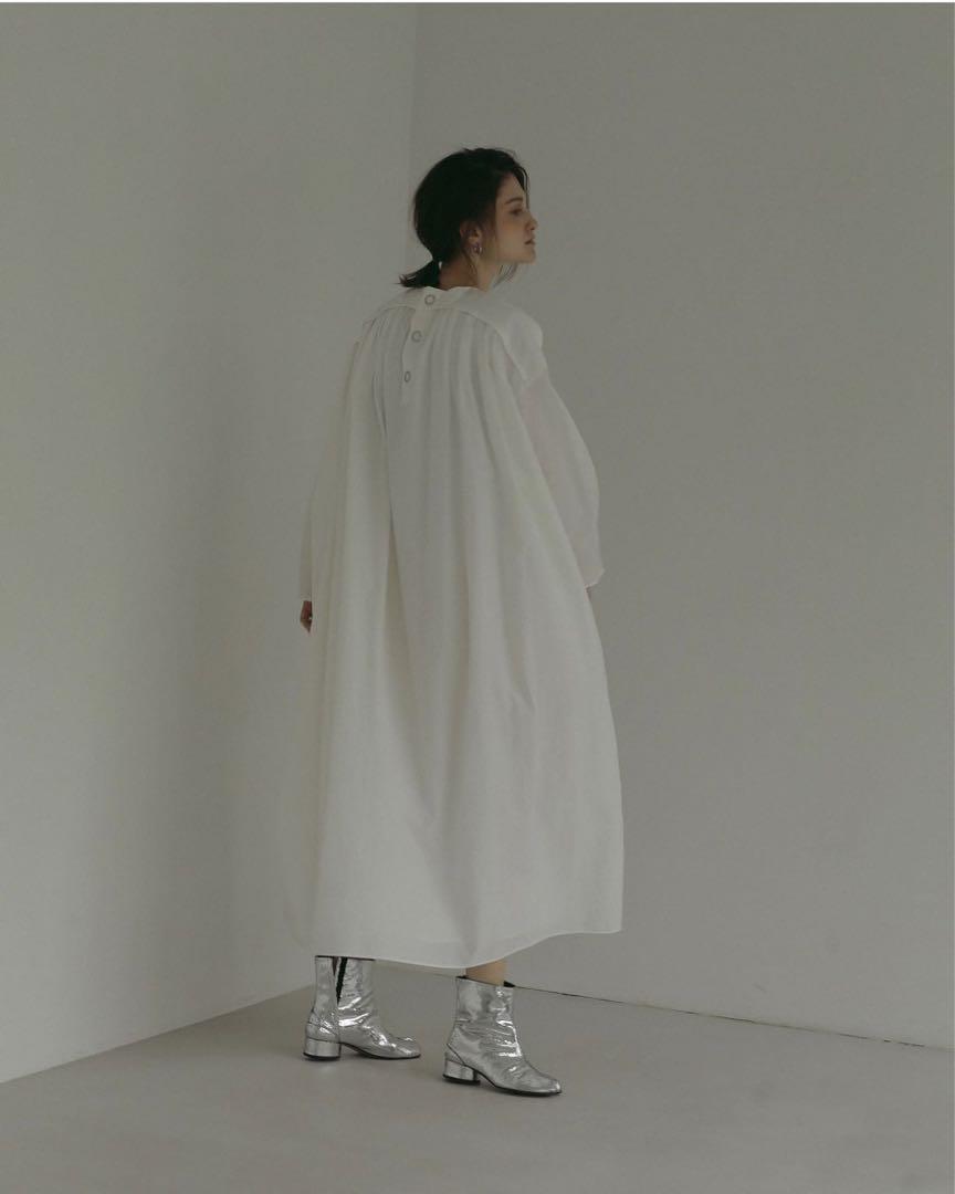 LOHEN ローヘン ヨークネックバックギャザーワンピース/ホワイト 画像11