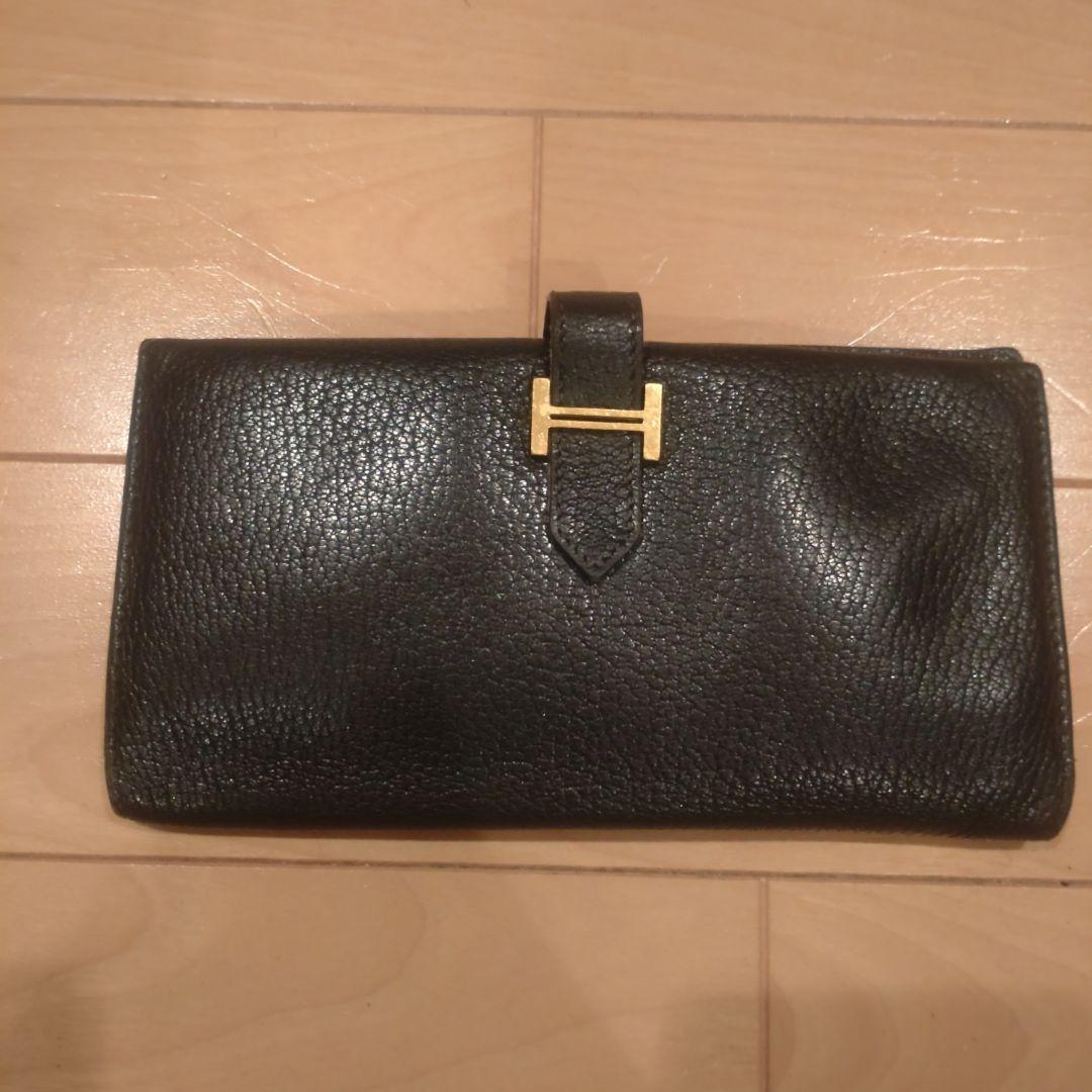 HERMES　エルメス　ベアン　黒　長財布