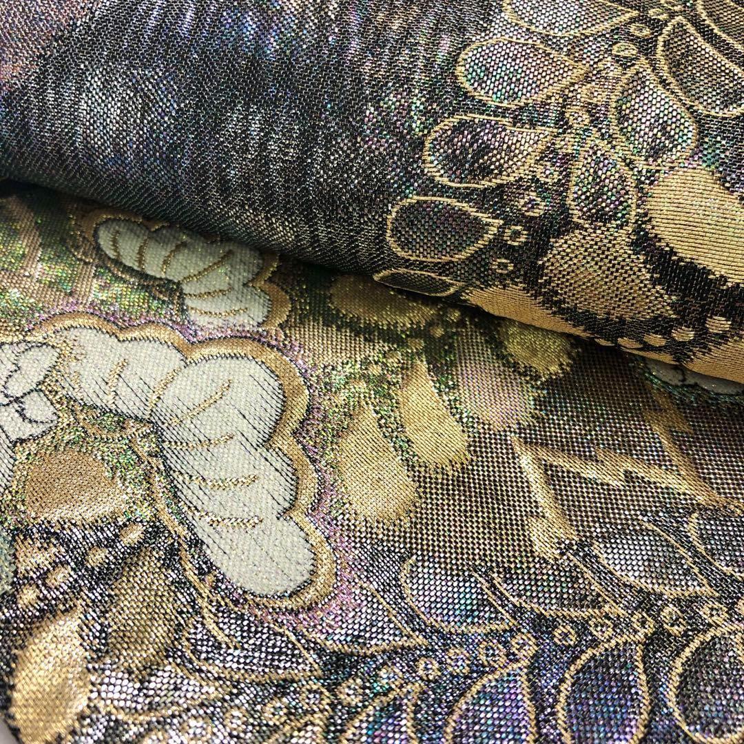 専用 袋帯 美しく煌びやかな辻が花模様 金糸 具墨色 O-3482 画像4