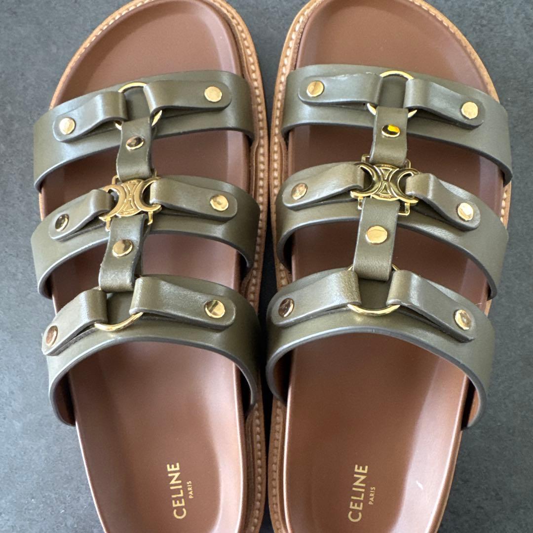CELINE オリーブグリーン スライドサンダル