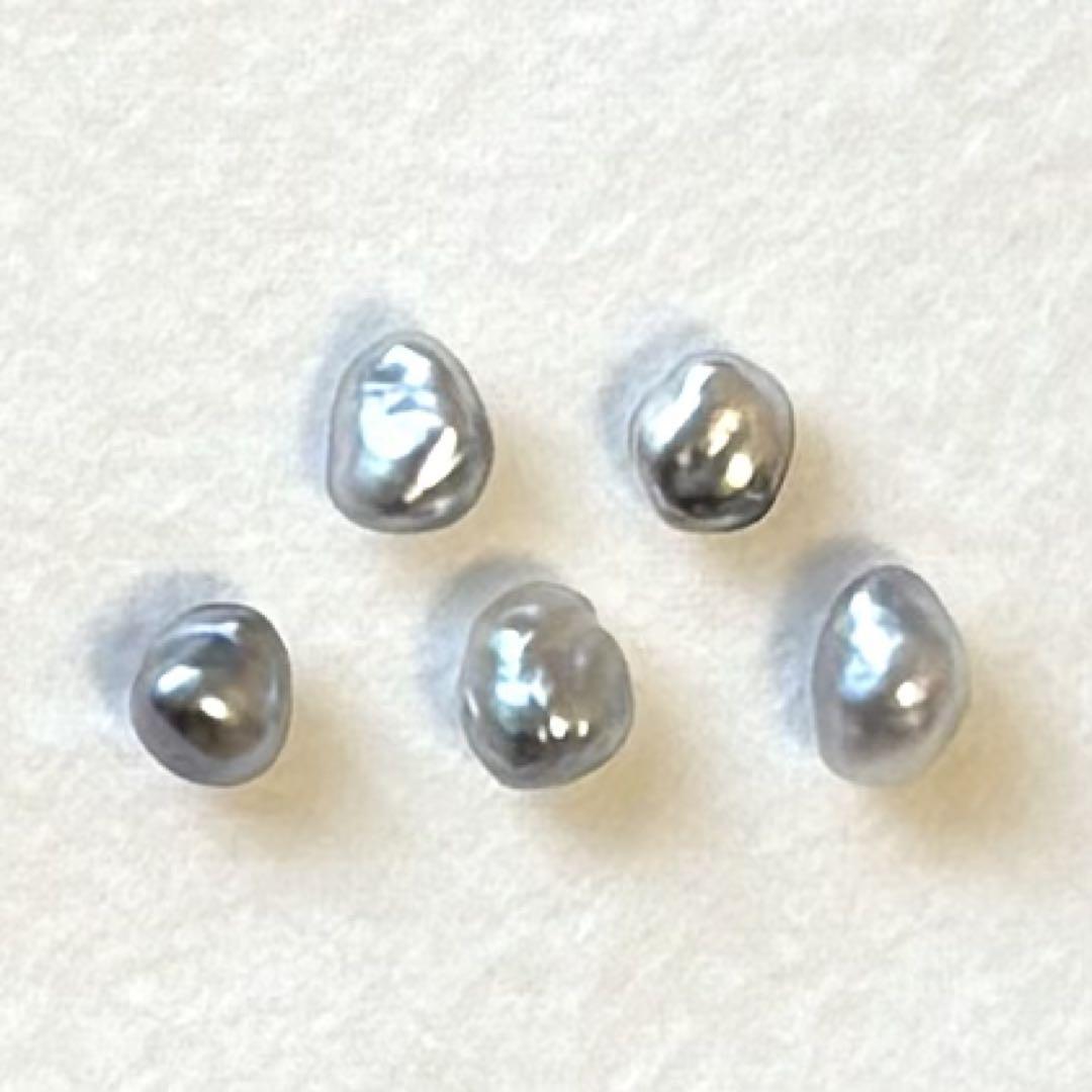 パール ルース 南洋真珠 黒蝶ケシ 6mm グレー系 変形