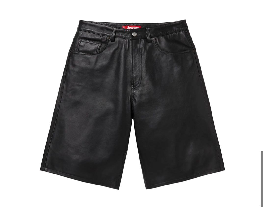 パンツ Supreme Baggy Leather Short Black 30