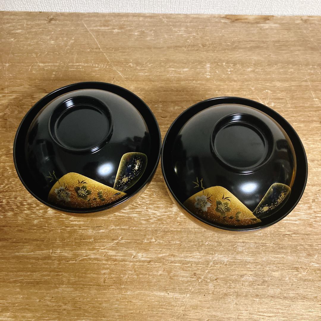 未使用品 会津塗 本漆仕上御吸物椀 乙造作 金彩蒔絵 - メルカリ