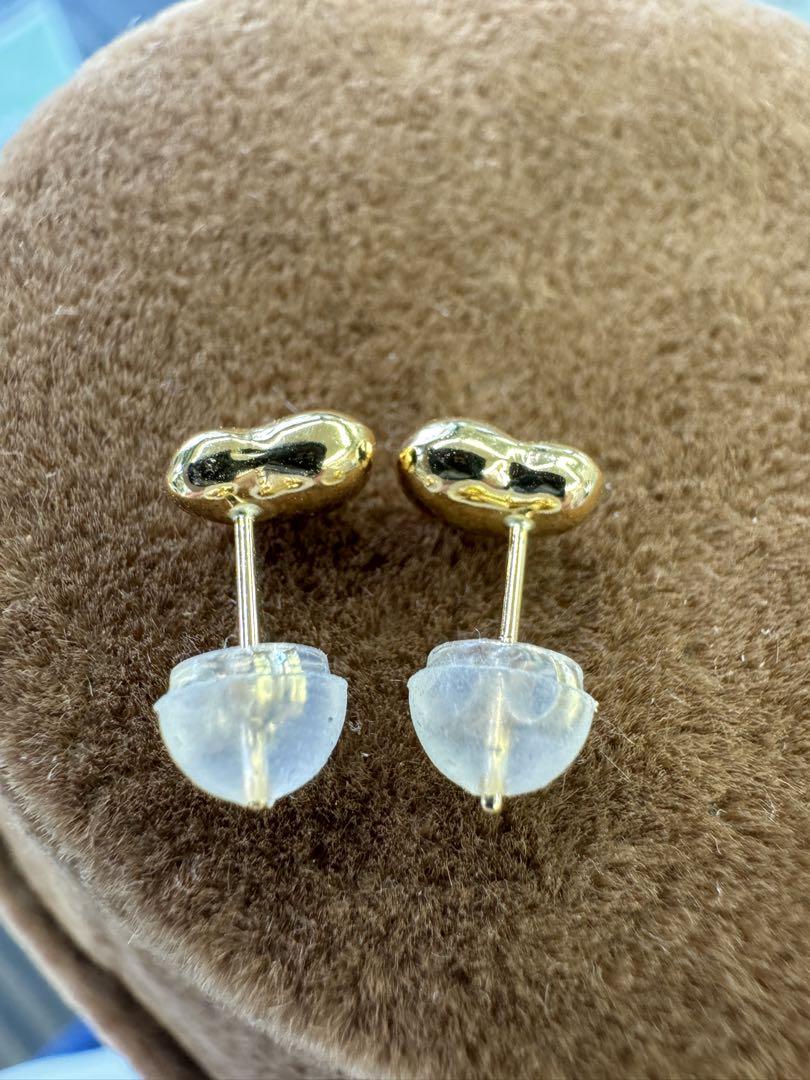 ★ K18 ビーンズピアス 大 18金 18k ビーンズ 豆 つけっぱなし 華奢 ☆ K18 ビーンズピアス 大 18金 18k ビーンズ 豆 つけっぱなし