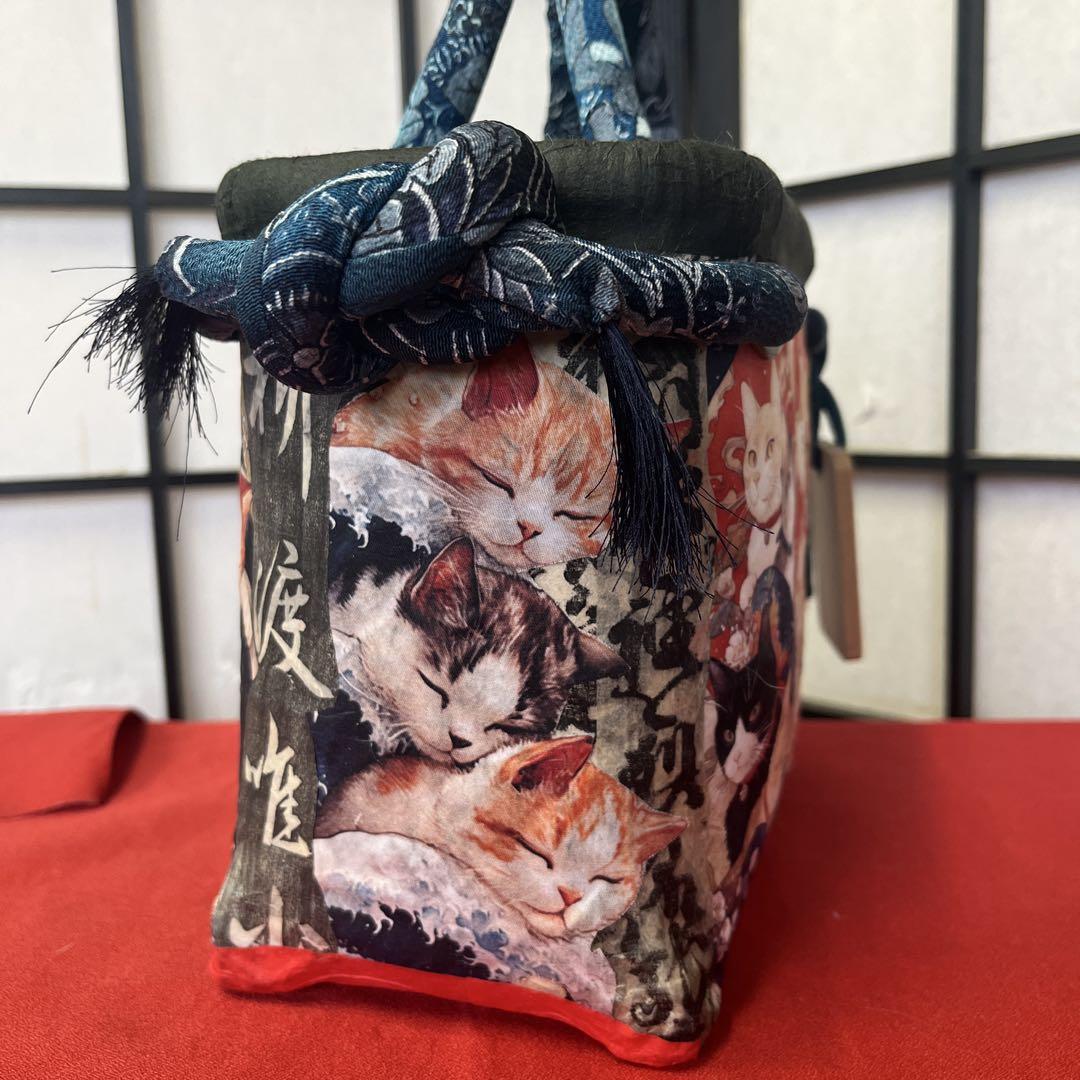 和猫団子 一閑張り バッグ かごバッグ ハンドバッグ 猫 茶トラ 少し小さめ 和猫団子 一閑張り バッグ かごバッグ ハンドバッグ 猫 茶トラ