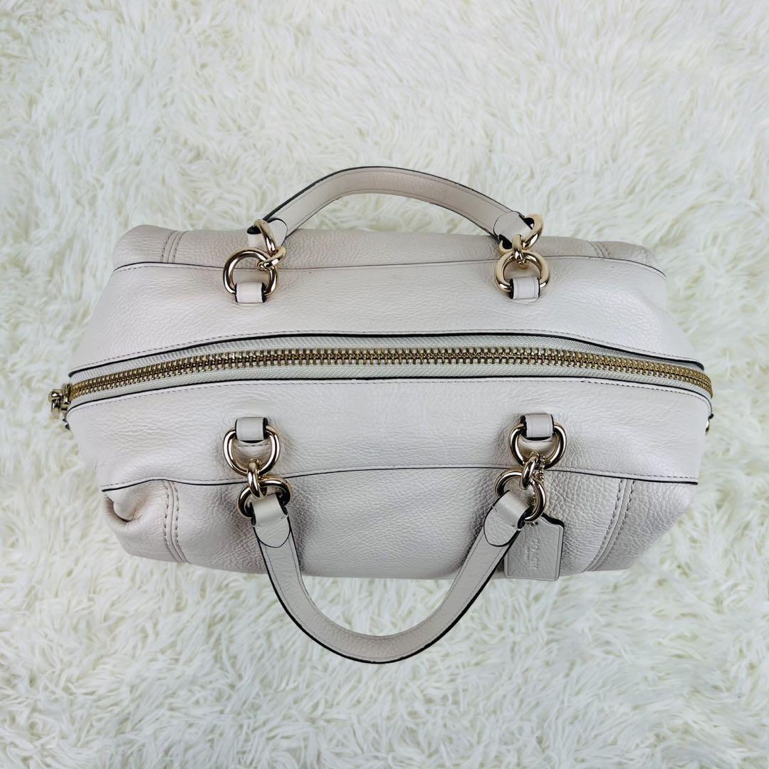 【美品】COACH ミニボストン　2way ショルダー　白　F59325 美品】COACH ミニボストン 2way ショルダー 白 F59325
