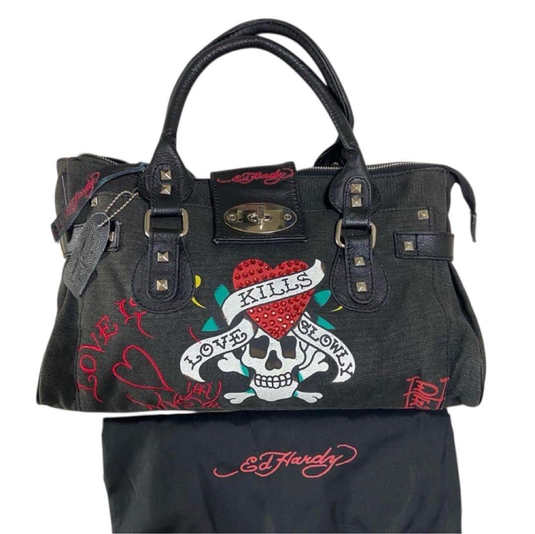 正規品 美品 Ed hardy y2k スカル ドクロ バッグ ハート - メルカリ