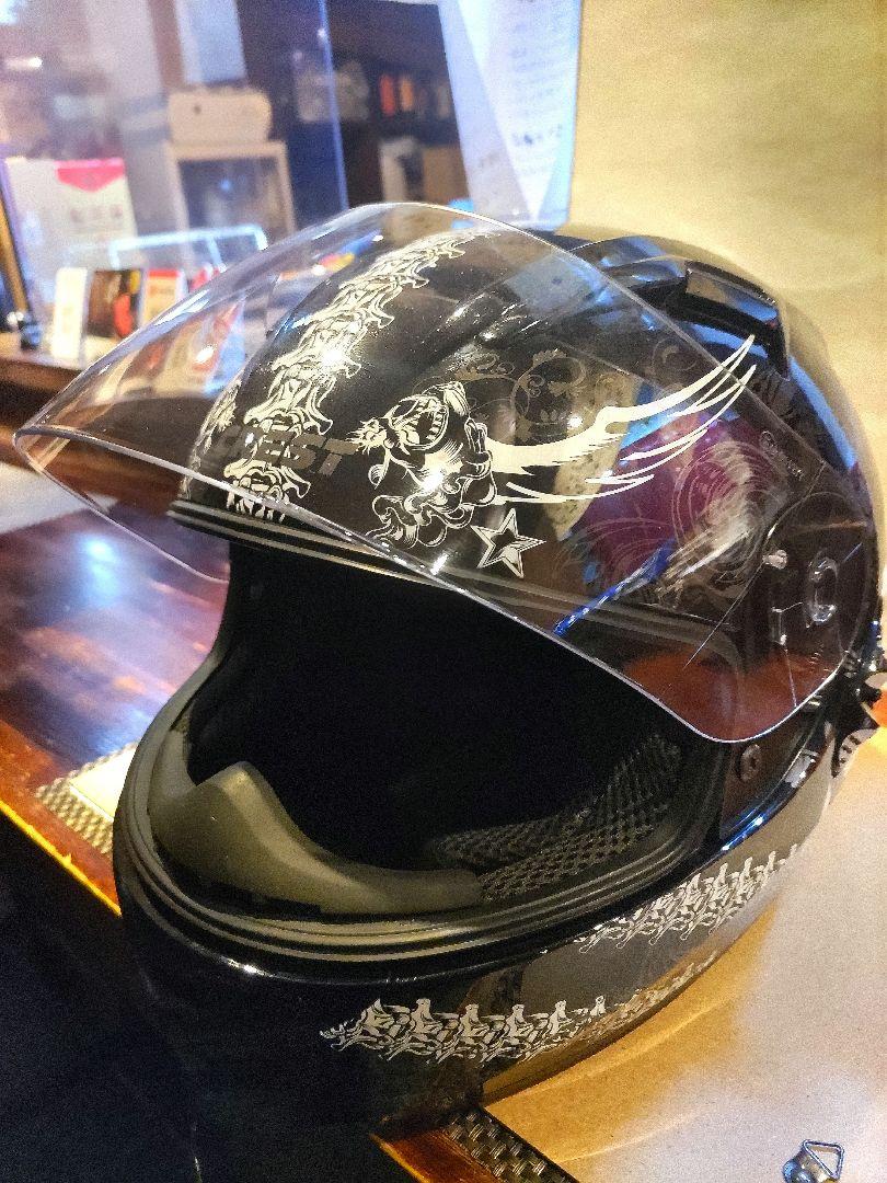 SG/PSC規格バイク用 フルフェイスヘルメットNINJA-SKULL ブラック