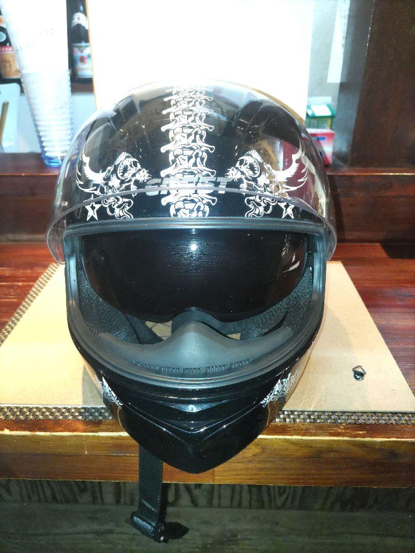 SG/PSC規格バイク用 フルフェイスヘルメットNINJA-SKULL ブラック
